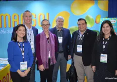 Happy faces in the booth of the National Mango Board. From left to right: Angela Serna, Tim Beerup, Susan Hughes, Dennis Kihlstadius, Manuel Michel and Carla Sosa.